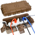 Medium Outdoor Electrical Box (11.6x5.2x4.1 inch), IP54 Waterproof Extension Cord Cover w/ 6 Cable Entry, Weatherproof Connection Box for Power Strip, Plug, Timer, Holiday Lights, Brown