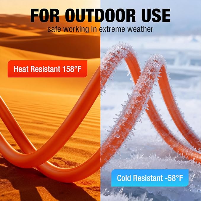Outdoor Extension Cord 75 FT Waterproof, 12/3 Gauge Heavy Duty 3 Prong Power Cord with Lighted Indicator End, 15A 125V 1875W SJTW, ETL Listed, Great for Lawn/Garden/Home(Orange)