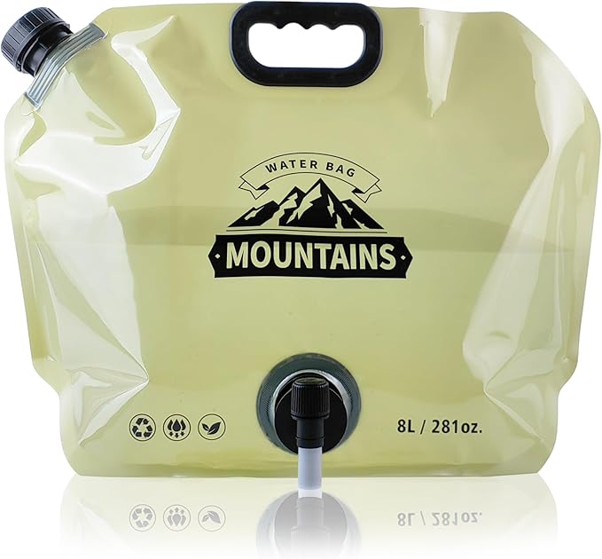 Water Jug Camping 2.1 Gallon Collapsible with Spigot, BPA Free Portable Water Pouch Foldable Water Bags for Outdoor Hiking, Travel and Emergency & Water Storage Containers (Beige-4Pcs)