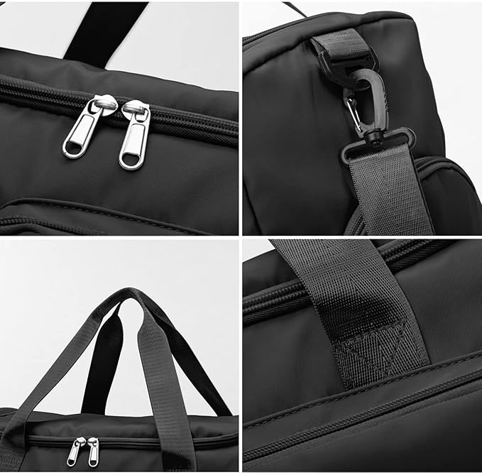 Suruid Sports Gym Duffel Bag with Shoes Compartment and Dry Wet Separated Pocket for Men and Women - Overnight Weekender Training Handbag Yoga Bag - Black
