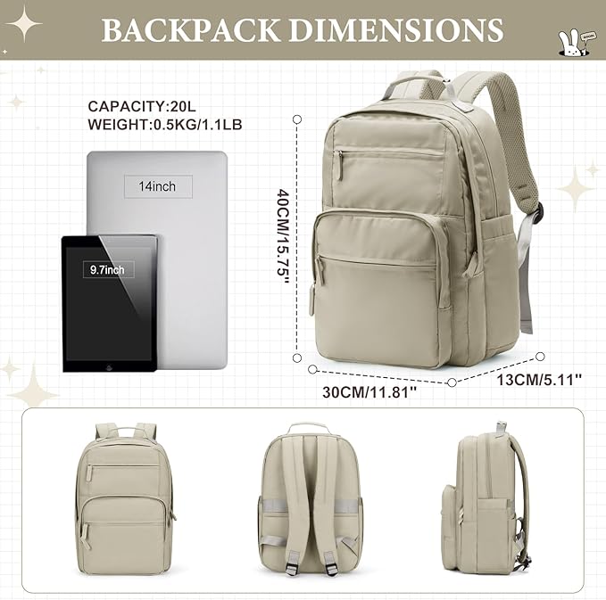 Khaki Backpack for Women Men