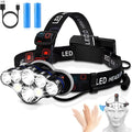 Elmchee Rechargeable Headlamp,18000 Lumen Bright 8 Led Head Lamp, 16 Modes Adjustable Motion Sensor Headlight with Red Light, Waterproof Head Flashlight for Outdoor Hiking Camping
