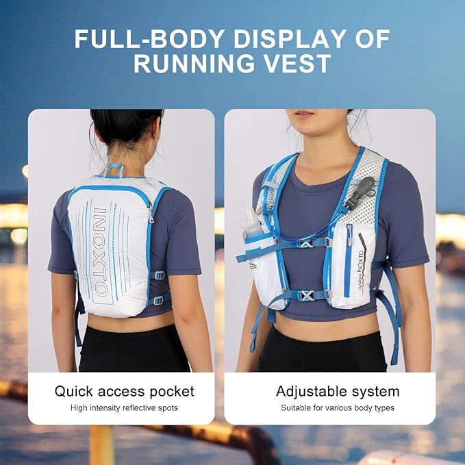 INOXTO Running Hydration Vest Backpack,Lightweight Insulated Pack with 1.5L Water Bladder Bag Daypack for Hiking Trail Running Cycling Race Marathon for Women Men
