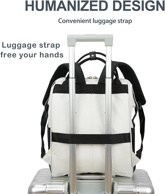 KROSER Laptop Backpack 17" Stylish Backpack Water Repellent College Casual Daypack Travel Business Work Bag for Men/Women-Beige/Black