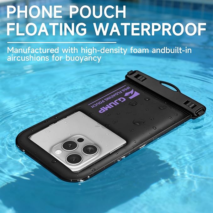 Waterproof Phone Pouch Floating 2 Pack, IP68 Dry Bag Compatible with iPhone 17 16 15 14 Pro Max, Underwater Phone Case for Snorkeling Beach Swimming Cruise Travel Essentials