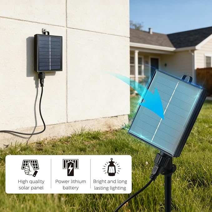 Solar Outdoor String Lights 19FT Waterproof Patio Lights with 10 LED Bulbs for Garden, Backyard,Party, Cafe, Camping 2200K