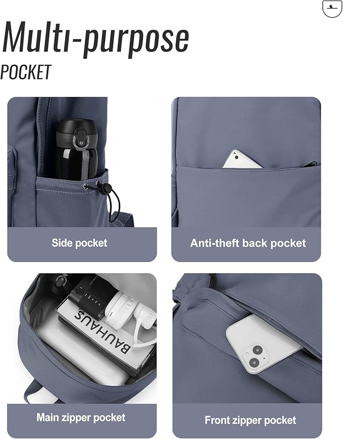 BJLFS School Bag Backpack for Women Kids Teens Girls, Small Bookbag College Student Backpack for School Men Boys, Mochilas Escolares para Casual Daypack Mini Book Bag Blue ﻿