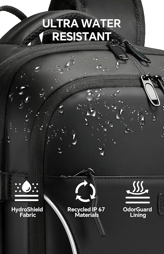 Vacuum Backpack Travel, 70L Expandable Carry On Backpack With Compression System, 2 Detachable TPU Vacuum Bags, TSA Lock, Water-Resistant, Fits 16" Laptop for Business & Travel