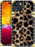 Compatible with iPhone 15 Case, Seamless Gold Chain Leopard Luxury Golden Decoration for Girl Women Soft TPU Shockproof Protective Hard PC Back for iPhone 15