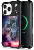 for iPhone 17 Pro Case,for MagSafe Graphic Design for Girl Boy Soft Silicone Hard Acrylic Shock Protection Designed for iPhone 17 Pro Star Two Wolfs Howling Pattern