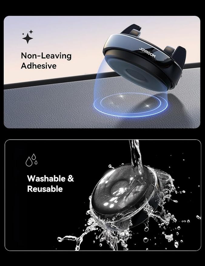 JOYROOM Car Phone Holder Mount, 360° Adjustable & Avoid Sun Glare Phone Holder for Car, Slip Free Spring Snap Design Dashboard Phone Stand, Compatible with Smartphones, GPS Devices