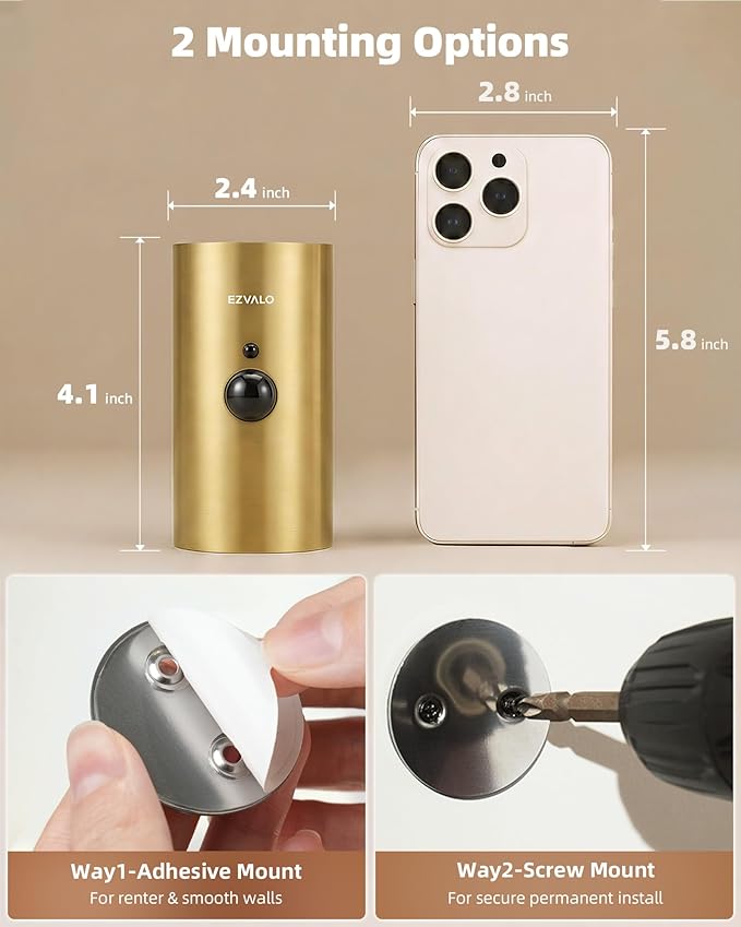 EZVALO Motion Sensor Wall Sconce with Remote, Battery Operated 4000mAh Rechargeable Wall Light, 3 Color Temperatures & 12 RGB, Up & Down LED Lighting for Hallway, Stairway (Brass Gold, 1 Pack)