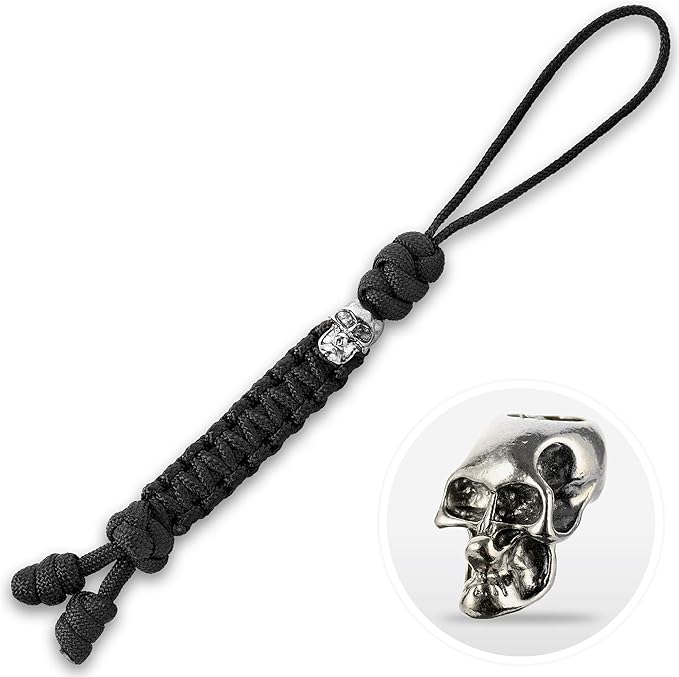 M-Tac Skull Knife Lanyard with Bead – Paracord Lanyard for Knives & EDC – Tactical Knife Fob Pull Cord – Durable Paracord