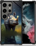 for Samsung Galaxy S24 Ultra Case, Rhino Water Marshes Pattern Graphic Design Girl Boy Soft Silicone Hard Acrylic Shock Protection for Samsung Galaxy S24 Ultra