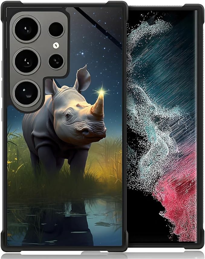 for Samsung Galaxy S24 Ultra Case, Rhino Water Marshes Pattern Graphic Design Girl Boy Soft Silicone Hard Acrylic Shock Protection for Samsung Galaxy S24 Ultra