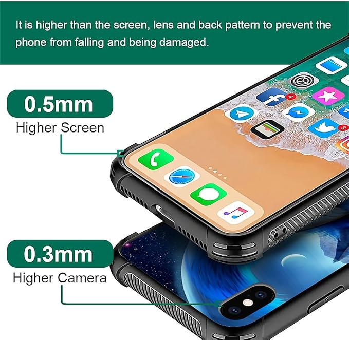 for iPhone X/Xs Case, Snowy Mountain Fox Lake Pattern Graphic Design Girl Boy Soft Silicone Hard Acrylic Shock Protection for iPhone X/Xs
