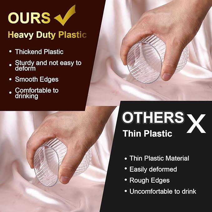 Lueumxc 20 Pack Plastic Ribbed Wine Glasses, 14Oz Origami Disposable Wine Glasses Unbreakable Clear Plastic Cocktail Glasses Recyclable Shatterproof Reusable Wine Cups