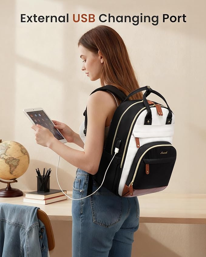 LOVEVOOK Backpack for Women,Laptop Backpack Women,Fits 17 Inch Laptop Bag,School Backpacks,Fashion Travel Work Anti-theft Bag,Waterproof Business Computer College Backpack Purse,Grey-Black-Balck