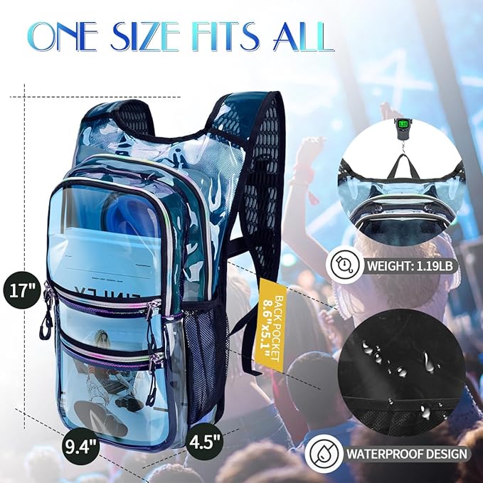 Hydration Pack, Water Backpack with 3L Hydration Bladder Lightweight Insulation, Festival Essential, Rave Hydration Backpack, Hydropack Backpack for Rave, Hiking, Biking, Festival Gear