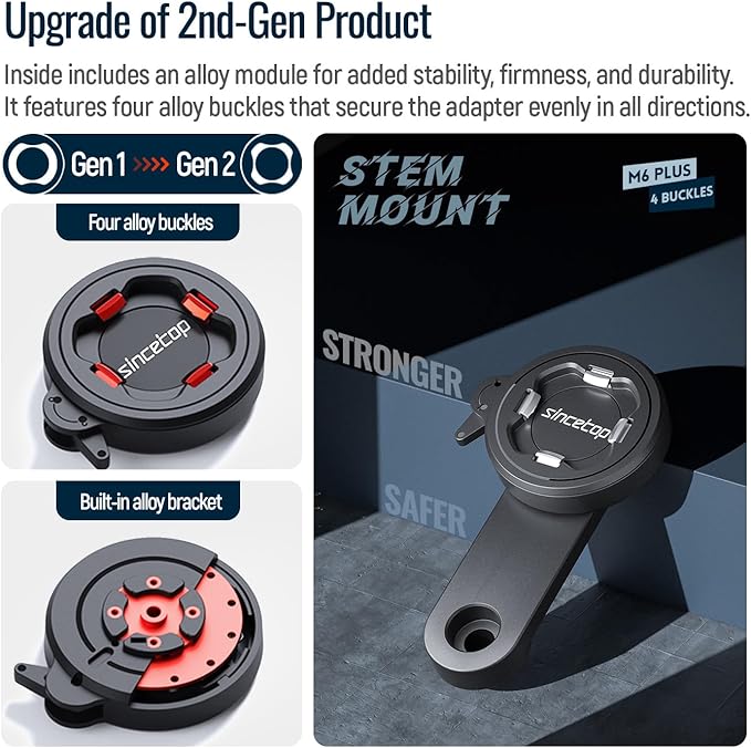sincetop Bike Phone Mount,Mountain Bicycle Stem Cap Phone Holder,Universal Aluminum Handlebar Phone Clamp,MTB Road Bike Cycling Mobile Phone Clip,Quick Attach/Release 【Series C-2nd Gen】