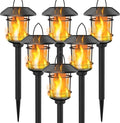 Dynaming 6 Pack Solar Flame Torch Lights Outdoor, Halloween Dual Use Flickering Flame Garden Light, Christmas Hanging Lanterns, Auto On/Off & Waterproof Lighting for Lawn Patio Yard Walkway Driveway