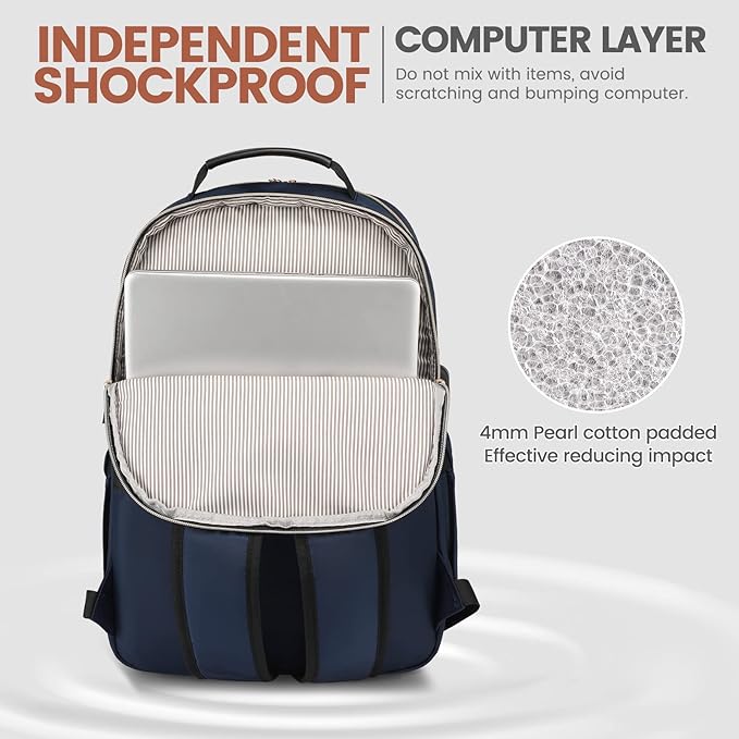 LOVEVOOK Laptop Backpack for Women 15.6 inch,Cute Womens Travel Backpack Purse,Professional Laptop Computer Bag,Waterproof Work Business College Teacher Bags Carry on Backpack with USB Port,Navy Blue