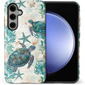 for Samsung Galaxy S25 Plus Case,HL2 Ocean Sea Turtle Nautical Map Hybrid 2 Layer Hard Shell Silicone Protective Pattern Design Case