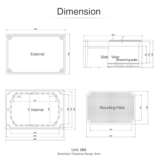 QILIPSU Outdoor Junction Box IP67 Waterproof Project Box ABS Plastic Weatherproof Electrical Enclosure Clear Cover (11"x7.5"x5.1" CC)