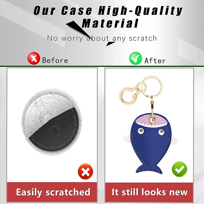 Leather Keychain Holder Case Compatible with AirTag,Cute air tag Cover with Keychain Ring,GPS Tracker Case for Keys