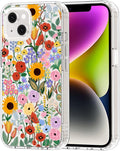 MOSNOVO for iPhone 13/14 Case | Military Grade 6.6ft Drop Tested | Clear with Blossom & Bloom Design