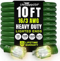 10ft Outdoor/Indoor Extension Cord 16/3 Gauge Heavy Duty 3 Prong SJTW, Waterproof, Flexible Cold-Resistant Long Power Cord,13A 125V 1625W, Green by LifeSupplyUSA