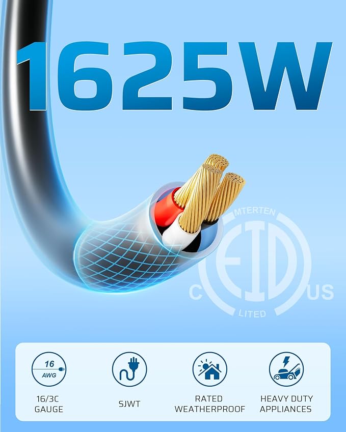 DEWENWILS Outdoor Extension Cord Multiple Outlets 45ft, Evenly Spaced 3 Outlets Plugs with Safety Cover, 16/3 SJTW Weatherproof Wire for Lights Holiday Decorations