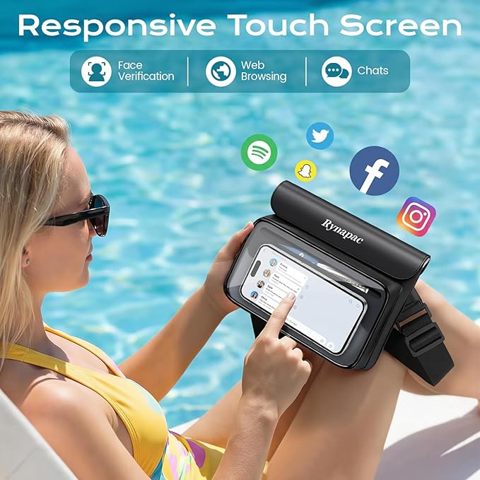IPX8 Waterproof Fanny Pack, [Up to 8.5"] Waist Bag for Women, Floating Phone Pouch Dry Bag for iPhone 17 16 15 Pro Max, Passport, Wallet, Card, Travel Beach Kayaking Boating Essentials, 2 Pack