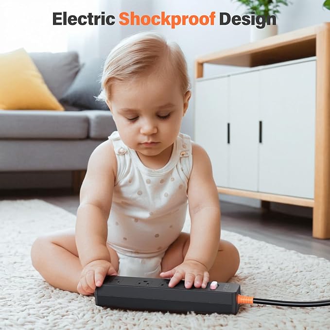 Outdoor Power Strip Weatherproof, IPX6 Waterproof Surge Protector with 4 Wide Outlets,1625W/13A Overload Protection Switch, 6FT Extension Cord, Wall Mountable for Indoor Outdoor, UL FCC Listed