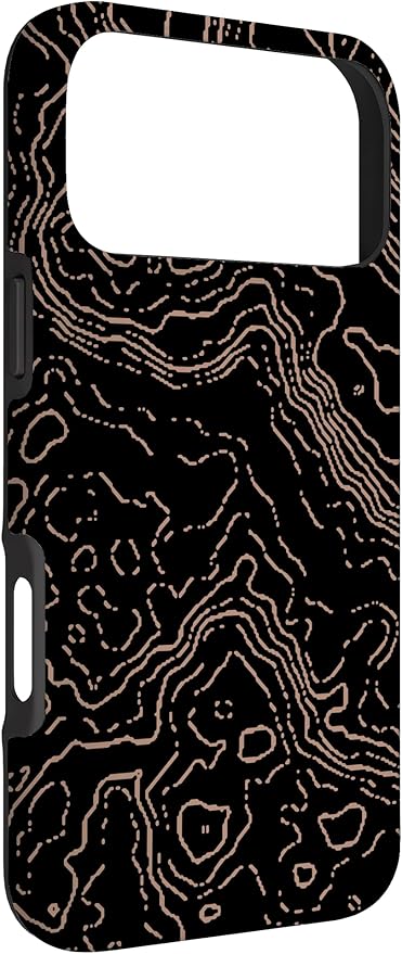 Topography Black & Brown Abstract Pattern Topographic Map Case for iPhone 17 Pro Max
