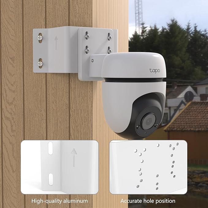 Corner Bracket for Security Camera, Metal Corner Mount Compatible with TP-Link Tapo Outdoor Pan/Tilt Wi-Fi Security Cameras (C530WS/C520WS/C510W/C500/C501GW/TC40/TC41/TC40GW/C51A/C52A（White）