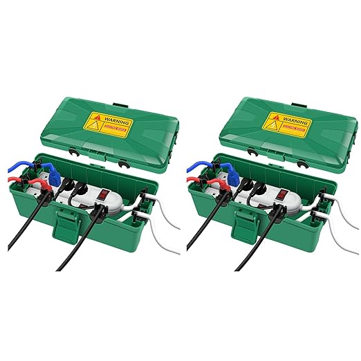 NineLeaf [2 Pack] Outdoor Electrical Box Waterproof, Medium Weatherproof Electrical Box (10.3x5.9x3.7 inch), Extension Cord Cover for Power Strip, Timer, Plug, Christmas Light, Green