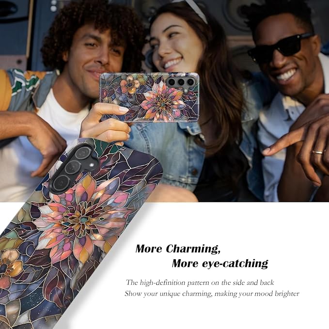 Compatible for Samsung Galaxy S25 Ultra 5G Case, Dual Layer Heavy Duty 2 in 1 Shockproof Protective Phone Case,Blooming Purple Flower