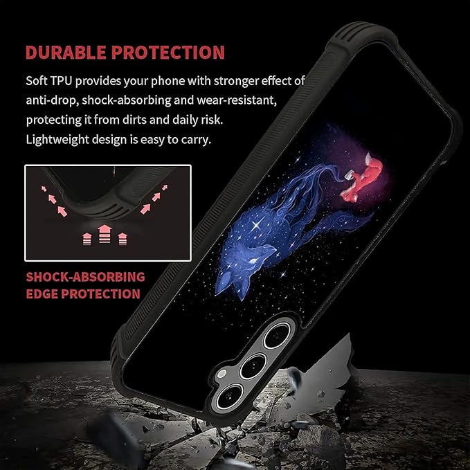 for Samsung Galaxy S24 S25 Plus Case, Galaxy Fox Wolf Pattern Graphic Design Girl Boy Soft Silicone Hard Acrylic Shock Protection for Samsung Galaxy S24 S25 Plus