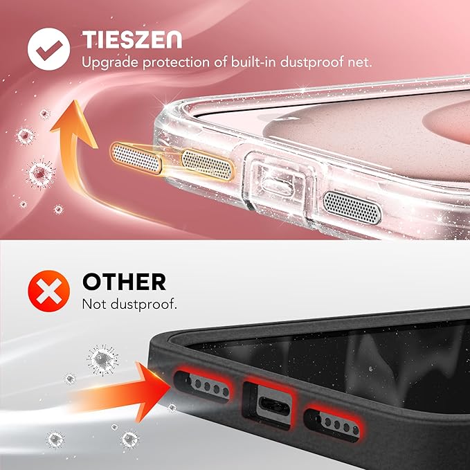 TIESZEN for iPhone 15 Plus Case, Compatible with MagSafe, Built-in Privacy Screen Protector and Camera Protection, Anti Spy Full Body Dustproof Shockproof Hard Phone Case 6.7", Shiny Clear