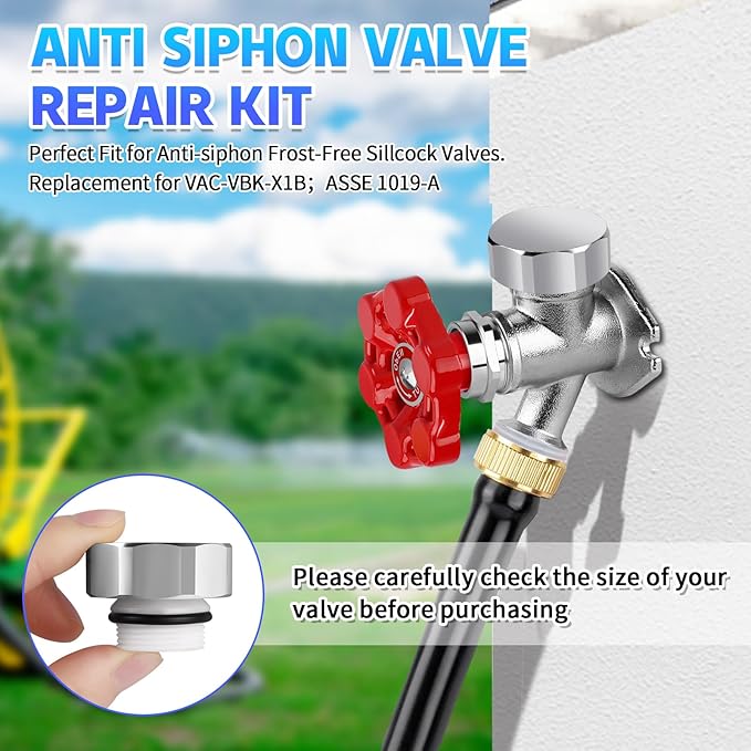 Boltigen 2 Sets Outdoor Faucet Repair Kit, Brass Chromed Vacuum Breaker Outside Faucet Set for VACVBKX1B, ASSE 1019-A Hose Bib Spigot Replacement Kit for Anti-Siphon Frost-Free Sillcock Valves