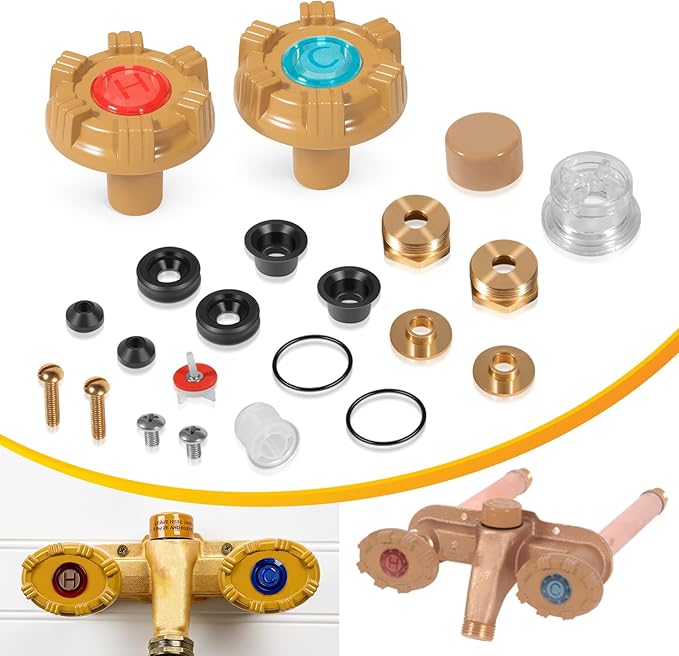 RK-22PRV Repair Kit Metal Handle Replacement for Woodford Model 22 and V22 Outdoor Wall Faucets, Round Handle w/RK-22VB Vent Float Kit (24Pcs)