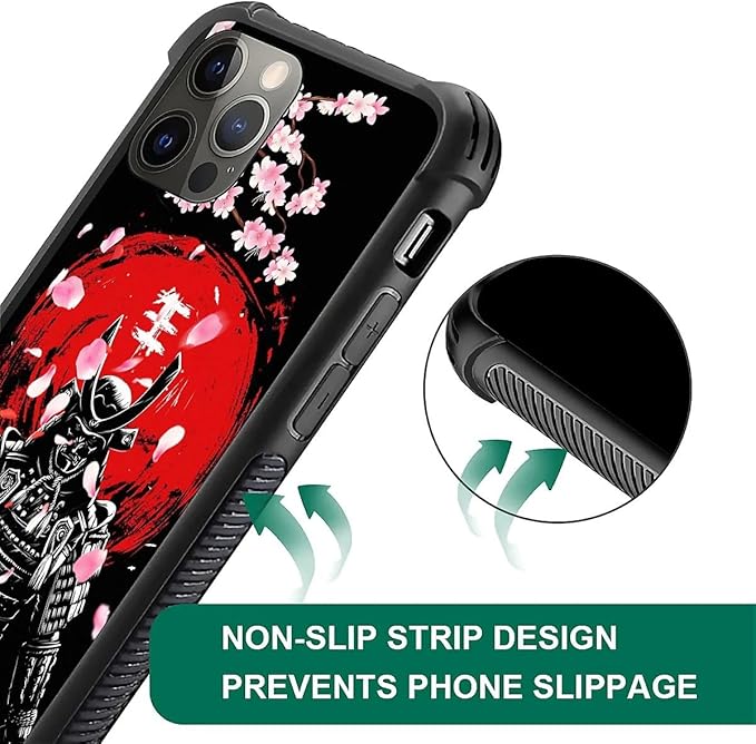 for iPhone 11 Pro Case, Sakura Japanese Samurai Pattern Graphic Design Girl Boy Soft Silicone Hard Acrylic Shock Protection for iPhone 11 Pro