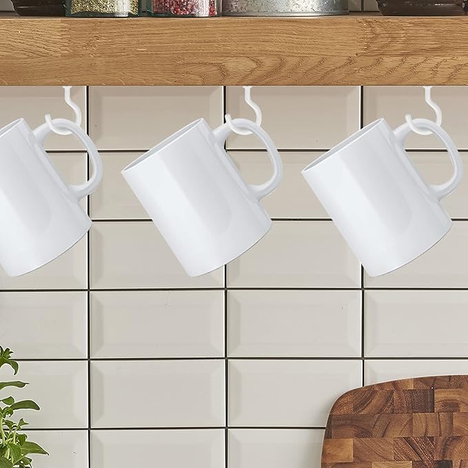Cup Screw Hooks,1-1/2 Vinyl Coated Ceiling 45 Pack Screw in Hooks Plant Hanger Wind Chimes Kitchen Cup Hooks Great for Hanging Indoor & Outdoor Use(White)