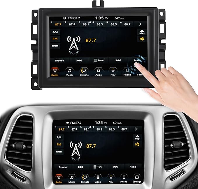 7" Uconnect Touch Screen Display with Bracket for 2017-2020 Jeep Compass Jeep Renegade Touchscreen Digitizer Navigation LCD Monitor Replace TDO-WXGA0700K00033-V2 TDO-WXGA0700K00057-V1