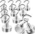MIN CI Magnetic Hooks Heavy Duty, 35lb+ Strong Magnetic Wall Hooks for Hanging, Neodymium Metal Magnets with Hooks Large Magnetic Hooks, for Classroom Cruise Fridge Kitchen, Pack of 12