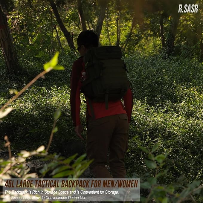 45L Tactical Backpack for Men Women, Military Assault Pack with MOLLE, Large 3 Day Bug Out Bag for Hiking Camping