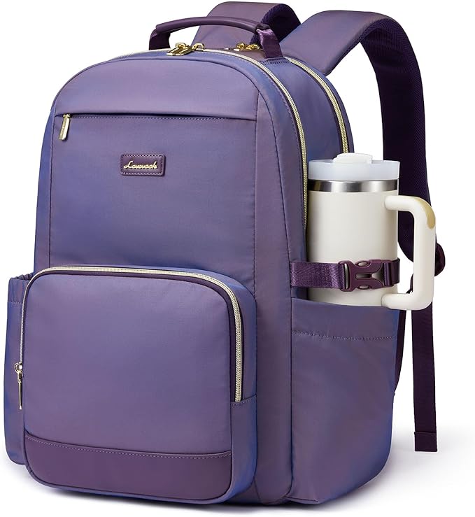 LOVEVOOK Laptop Backpack for Women with Pouch Pocket for Large Capacity Cup,18 Inch Laptop Computer Bag Travel Backpack Purse,Waterproof Work Business Backpack College Teacher Bags,Violet