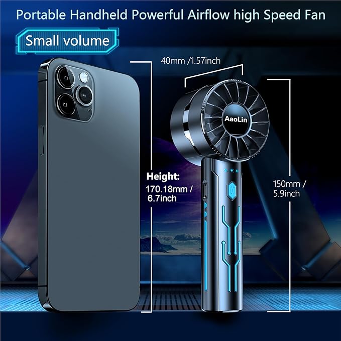 Portable High Speed Mini Handheld Fan, USB Rechargeable Neck Personal Mini Fan(7000 RPM high speed motor,Lasts 4-16 Hours) 4-speed powerful Wind Fans for Summer Outdoor Traveling,Gifts for Kids