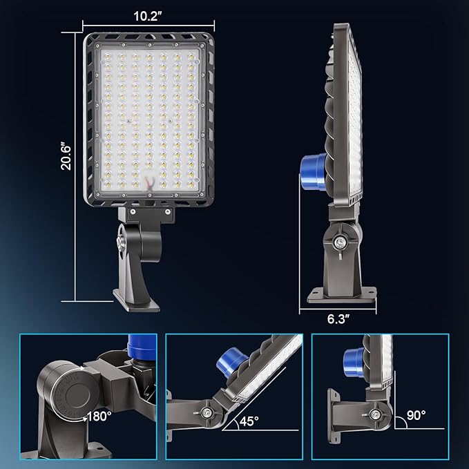 240W LED Parking Lot Light, 36000LM 5000K Adjustable Wall Mount Security Flood Lights with Dusk to Dawn Photocell, IP66 Waterproof Shoebox Light for Street, Yard, Driveway 4Pack
